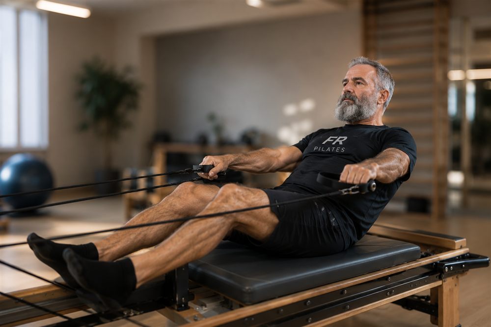 Aluno em recuperação treinando no Reformer